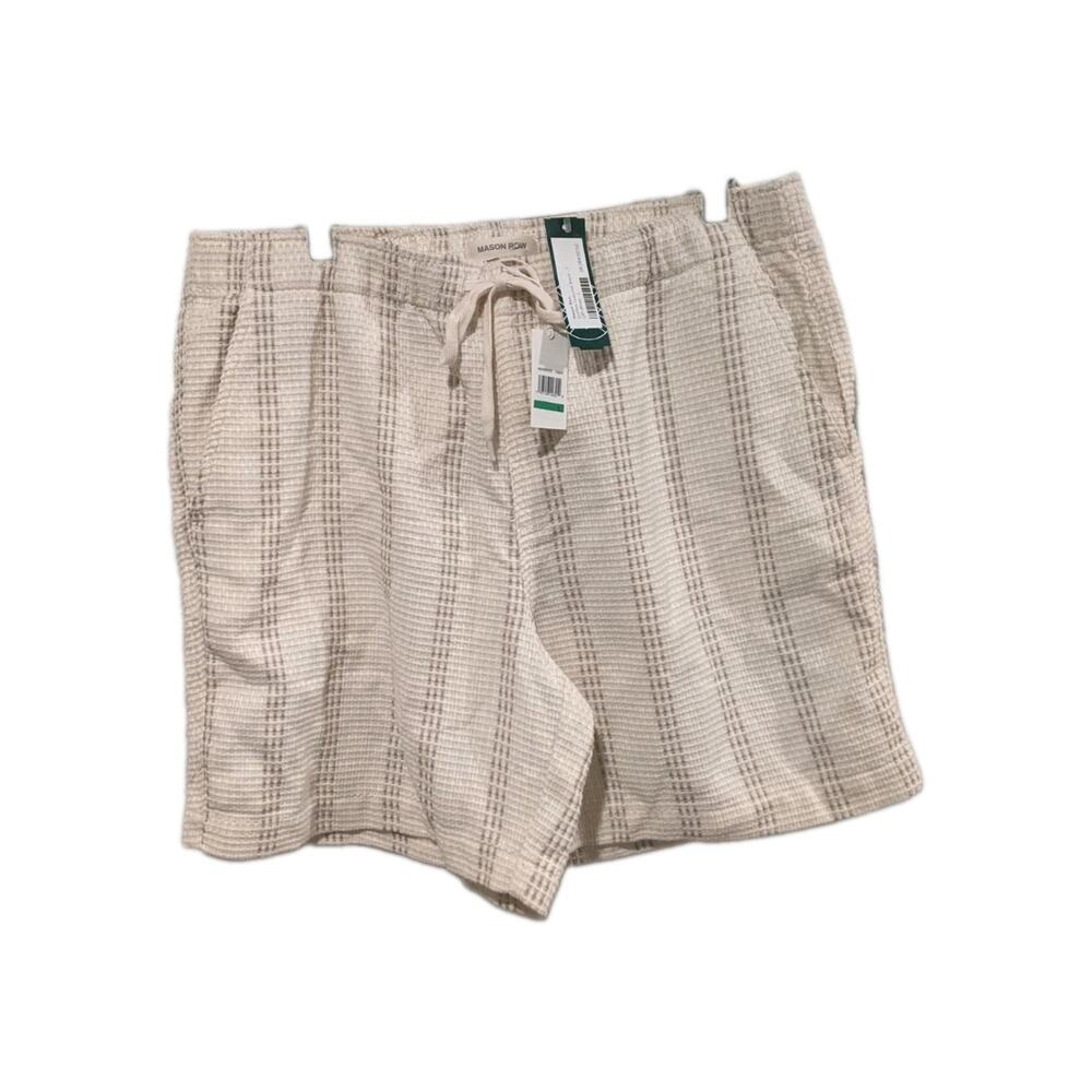 Mason Row Griffith Textured Shorts Off White Men's Size L NWT